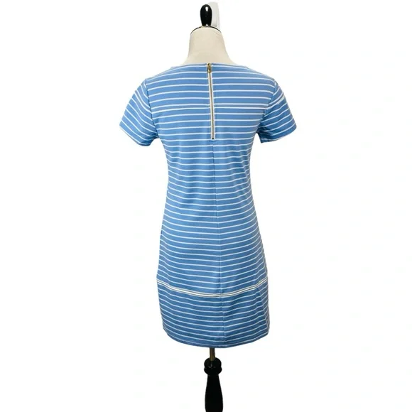 STS Sail To Sable Shift Dress Womens S Blue Striped Short Sleeve Crew Neck Coast - Picture 2 of 9